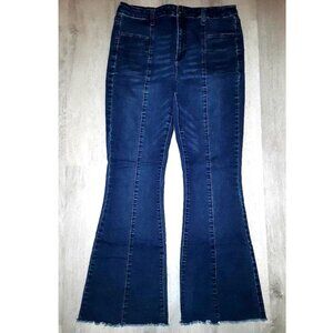 SO High Rise Flare Jeans Size 11 x 30W Distressed Denim Wide Leg Bell Bottoms